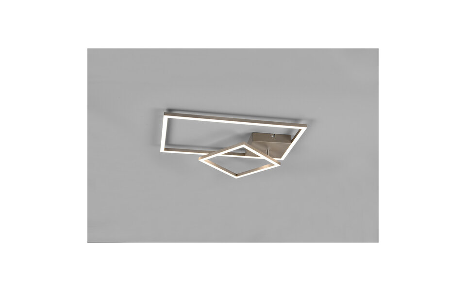 HLW LED LED Ceiling Lamp - Ceiling Lighting - Trion Pado - 25W - Warm White 3000K - Dimmable - Rectangular - Matte Nickel - Aluminum