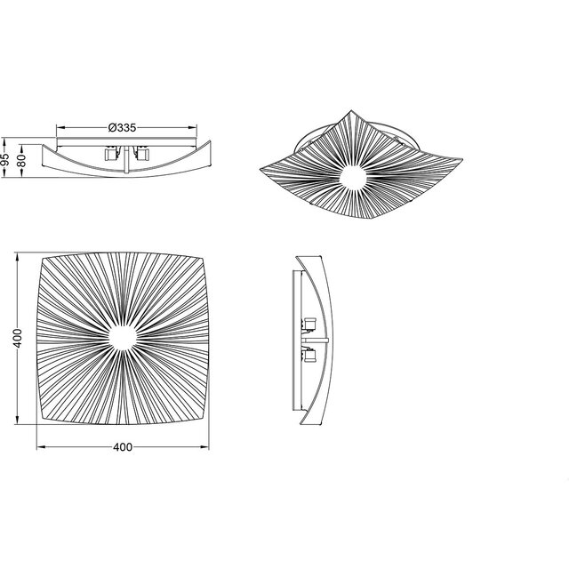 HLW LED LED Ceiling Light - Ceiling Lighting - Trion Elize - E27 Fitting - 2-light - Square - Matte Chrome - Aluminum