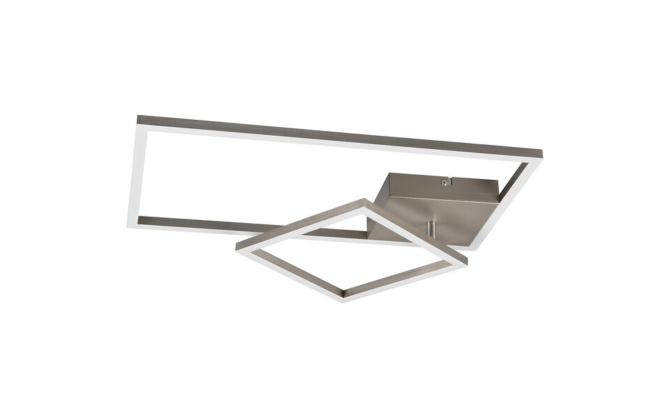 HLW LED LED Plafondlamp - Plafondverlichting - Trion Paderno - 25W - Natuurlijk Wit 4000K - Dimbaar - Rechthoek - Mat Nikkel - Aluminium