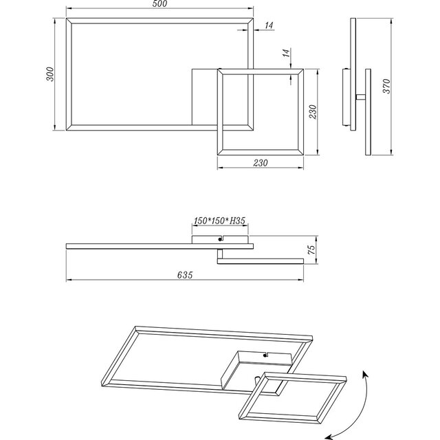 HLW LED LED Ceiling Light - Ceiling Lighting - Trion Paderno - 25W - Natural White 4000K - Dimmable - Rectangular - Matte Nickel - Aluminum