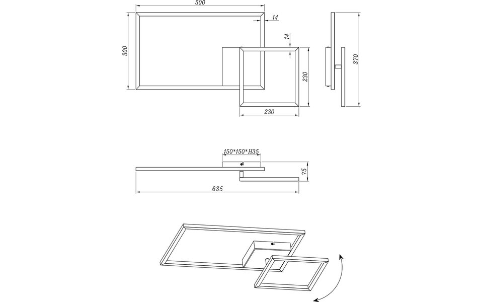HLW LED LED Ceiling Light - Ceiling Lighting - Trion Paderno - 25W - Natural White 4000K - Dimmable - Rectangular - Matte Nickel - Aluminum