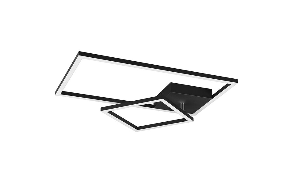 HLW LED LED Ceiling Light - Ceiling Lighting - Trion Paderno - 25W - Natural White 4000K - Dimmable - Rectangle - Matte Black - Aluminum