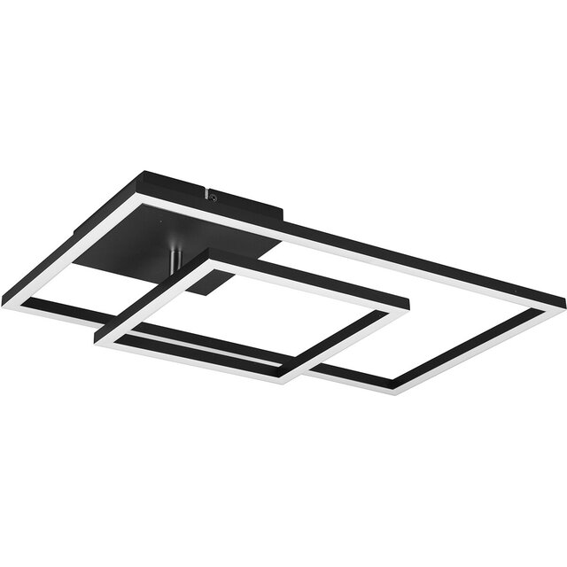 HLW LED LED Ceiling Light - Ceiling Lighting - Trion Paderno - 25W - Natural White 4000K - Dimmable - Rectangle - Matte Black - Aluminum