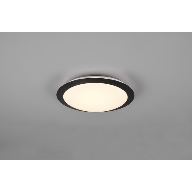 HLW LED LED Plafondlamp - Badkamerlamp - Trion Hambert - 12W - Natuurlijk Wit 4000K - Spatwaterdicht IP44 - Rond - Mat Zwart - Kunststof
