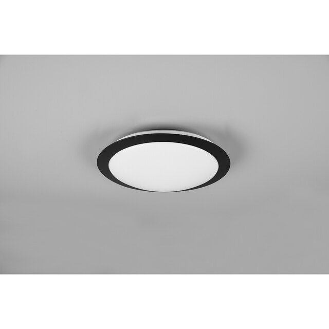 HLW LED LED Plafondlamp - Badkamerlamp - Trion Hambert - 12W - Natuurlijk Wit 4000K - Spatwaterdicht IP44 - Rond - Mat Zwart - Kunststof