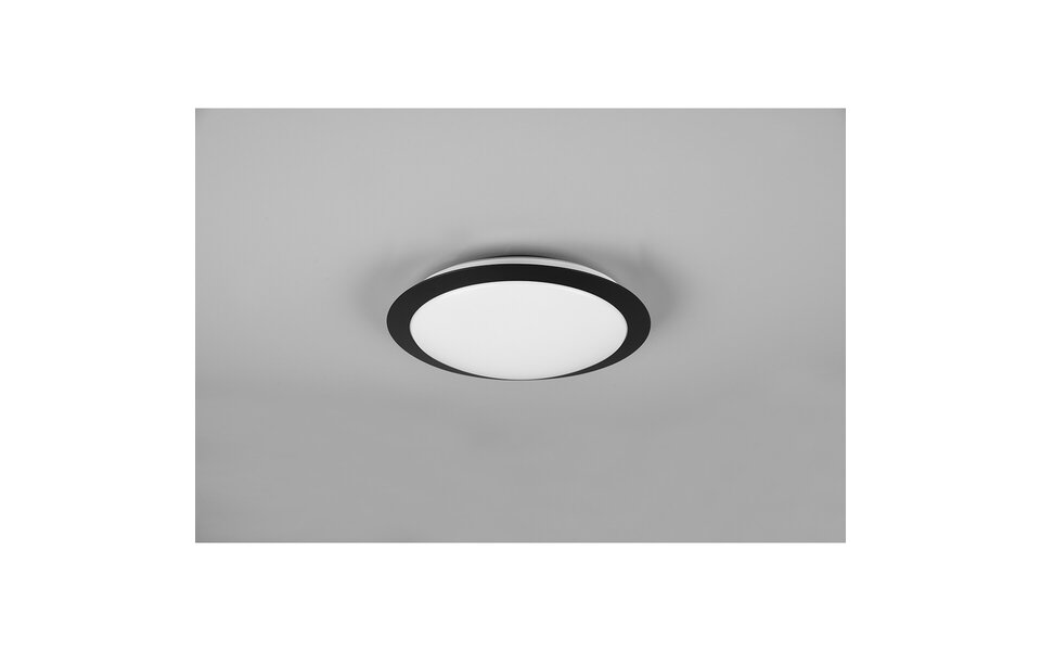 HLW LED LED Plafondlamp - Badkamerlamp - Trion Hambert - 12W - Natuurlijk Wit 4000K - Spatwaterdicht IP44 - Rond - Mat Zwart - Kunststof