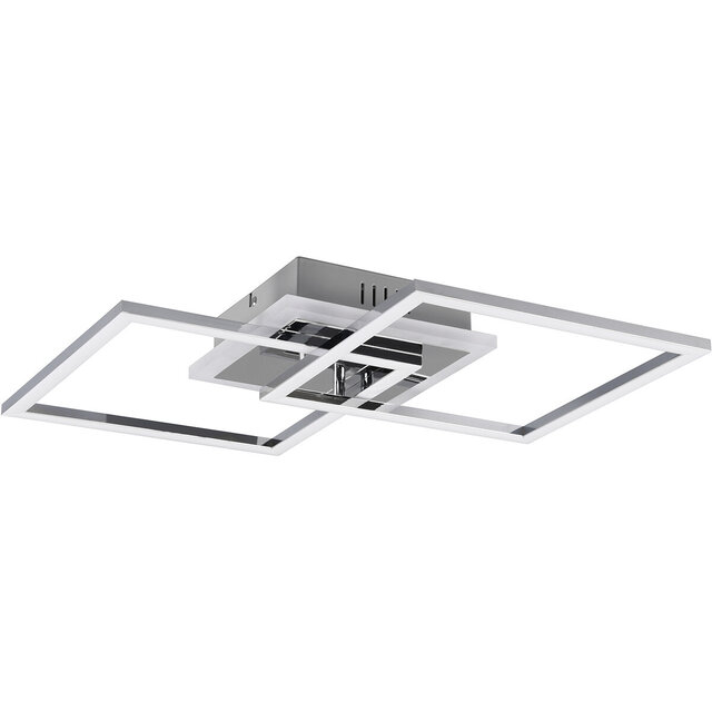HLW LED LED Plafondlamp - Plafondverlichting - Trion Venda - 25W - Natuurlijk Wit 4000K - Dimbaar - Vierkant - Mat Chroom - Aluminium
