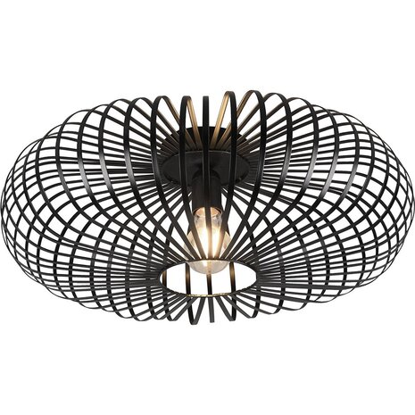 LED Plafondlamp - Plafondverlichting - Trion Johy - E27 Fitting - Rond - Industrieel - Mat Zwart - Aluminium - 50cm LED Plafondlamp - Plafondverlichting - Trion Johy - E27 Fitting - Rond - Industrieel - Mat Zwart - Aluminium - 50cm