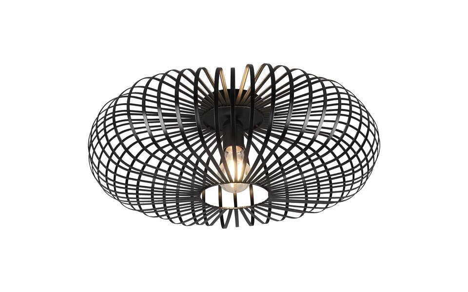 HLW LED LED Ceiling Light - Ceiling Lighting - Trion Johy - E27 Fitting - Round - Industrial - Matte Black - Aluminum - 50cm