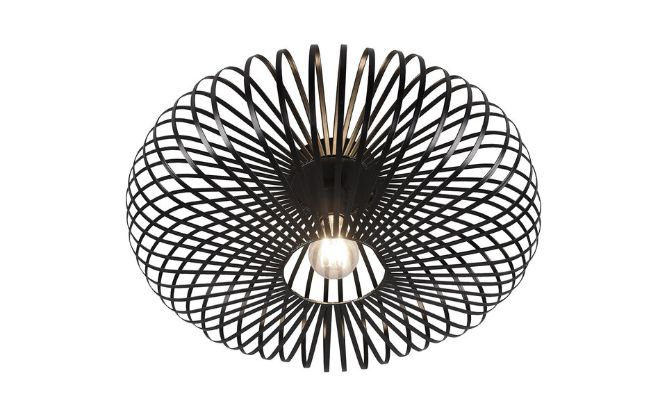 HLW LED LED Ceiling Light - Ceiling Lighting - Trion Johy - E27 Fitting - Round - Industrial - Matte Black - Aluminum - 50cm