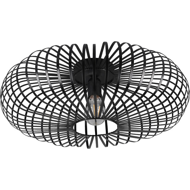 HLW LED LED Ceiling Light - Ceiling Lighting - Trion Johy - E27 Fitting - Round - Industrial - Matte Black - Aluminum - 50cm