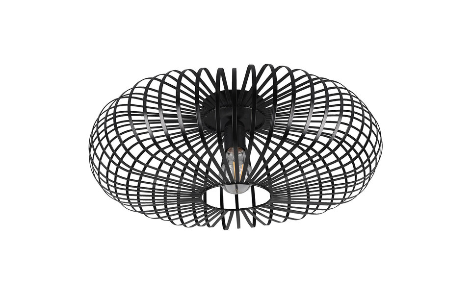 HLW LED LED Ceiling Light - Ceiling Lighting - Trion Johy - E27 Fitting - Round - Industrial - Matte Black - Aluminum - 50cm