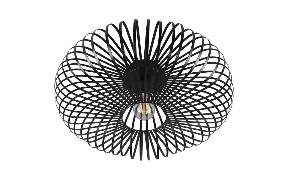 HLW LED LED Ceiling Light - Ceiling Lighting - Trion Johy - E27 Fitting - Round - Industrial - Matte Black - Aluminum - 50cm