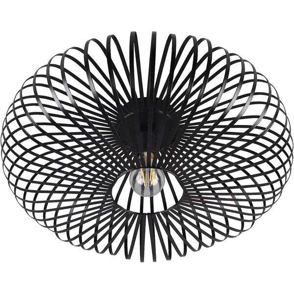 HLW LED LED Plafondlamp - Plafondverlichting - Trion Johy - E27 Fitting - Rond - Industrieel - Mat Zwart - Aluminium - 50cm HLW LED LED Plafondlamp - Plafondverlichting - Trion Johy - E27 Fitting - Rond - Industrieel - Mat Zwart - Aluminium - 50cm