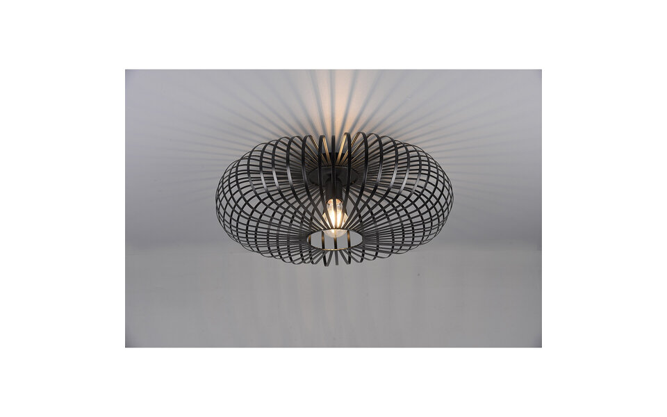 HLW LED LED Ceiling Light - Ceiling Lighting - Trion Johy - E27 Fitting - Round - Industrial - Matte Black - Aluminum - 50cm