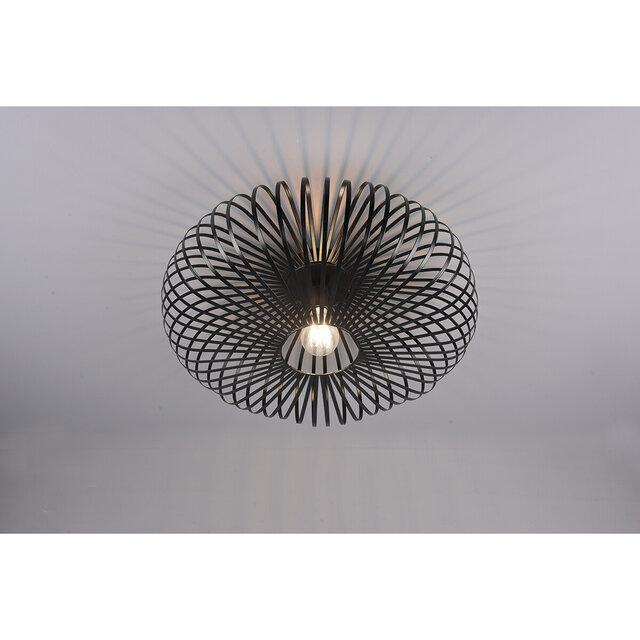 HLW LED LED Ceiling Light - Ceiling Lighting - Trion Johy - E27 Fitting - Round - Industrial - Matte Black - Aluminum - 50cm