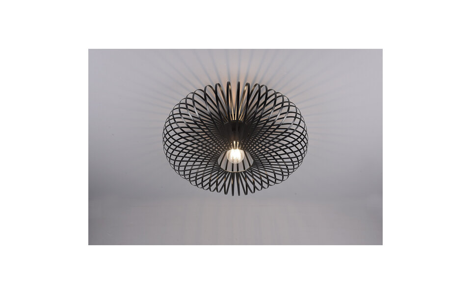 HLW LED LED Ceiling Light - Ceiling Lighting - Trion Johy - E27 Fitting - Round - Industrial - Matte Black - Aluminum - 50cm