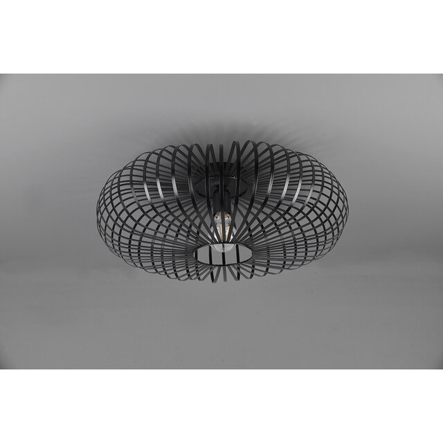 HLW LED LED Ceiling Light - Ceiling Lighting - Trion Johy - E27 Fitting - Round - Industrial - Matte Black - Aluminum - 50cm