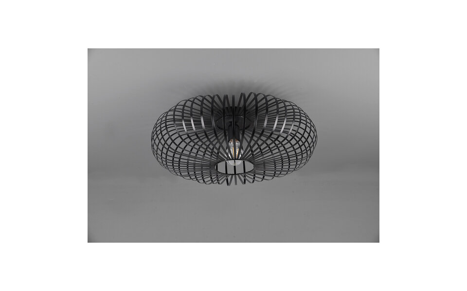 HLW LED LED Ceiling Light - Ceiling Lighting - Trion Johy - E27 Fitting - Round - Industrial - Matte Black - Aluminum - 50cm