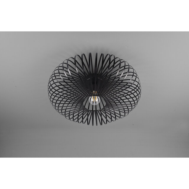 HLW LED LED Ceiling Light - Ceiling Lighting - Trion Johy - E27 Fitting - Round - Industrial - Matte Black - Aluminum - 50cm