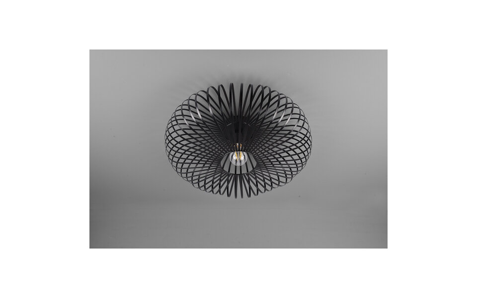 HLW LED LED Ceiling Light - Ceiling Lighting - Trion Johy - E27 Fitting - Round - Industrial - Matte Black - Aluminum - 50cm