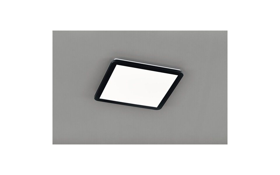 HLW LED LED Plafondlamp - Trion Campill - 22W - Warm Wit 3000K - Spatwaterdicht IP44 - Dimbaar - Vierkant - Mat Zwart - Kunststof
