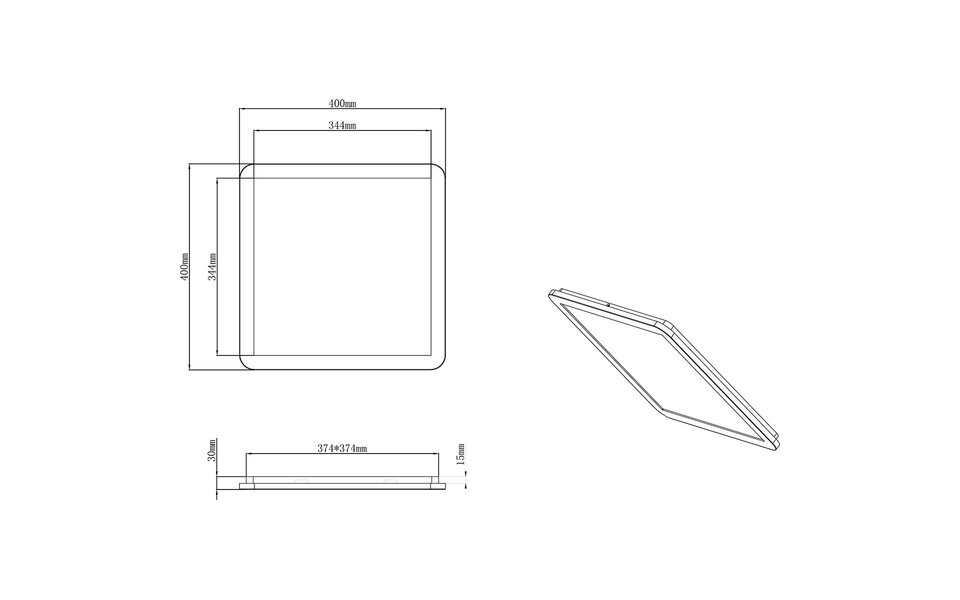 HLW LED LED Plafondlamp - Trion Campill - 22W - Warm Wit 3000K - Spatwaterdicht IP44 - Dimbaar - Vierkant - Mat Zwart - Kunststof