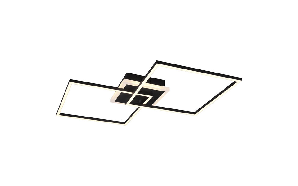 HLW LED LED Ceiling Light - Trion Aruba - 35.5W - RGBW - Dimmable - Remote Control - Square - Matte Black - Aluminum