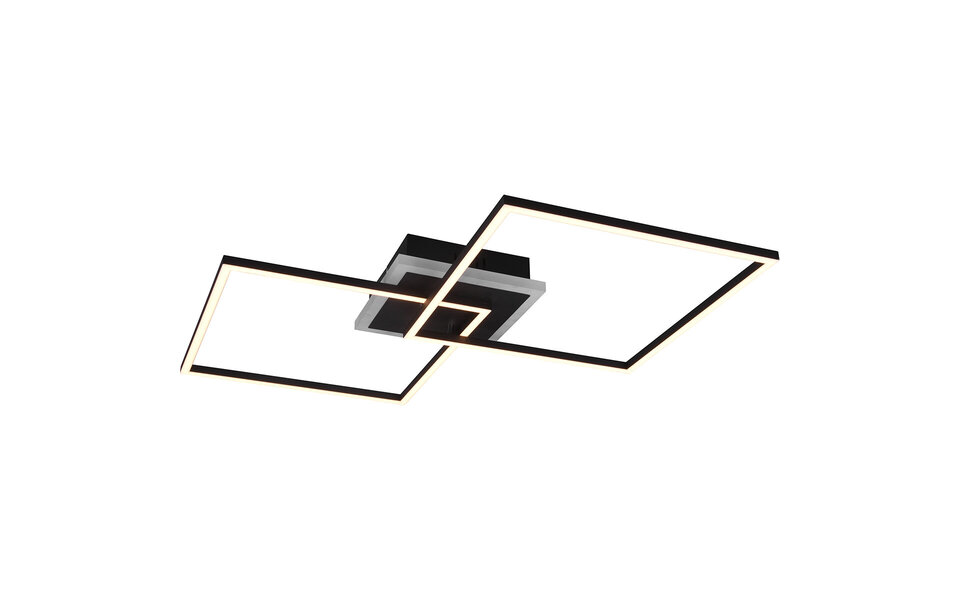 HLW LED LED Ceiling Light - Trion Aruba - 35.5W - RGBW - Dimmable - Remote Control - Square - Matte Black - Aluminum