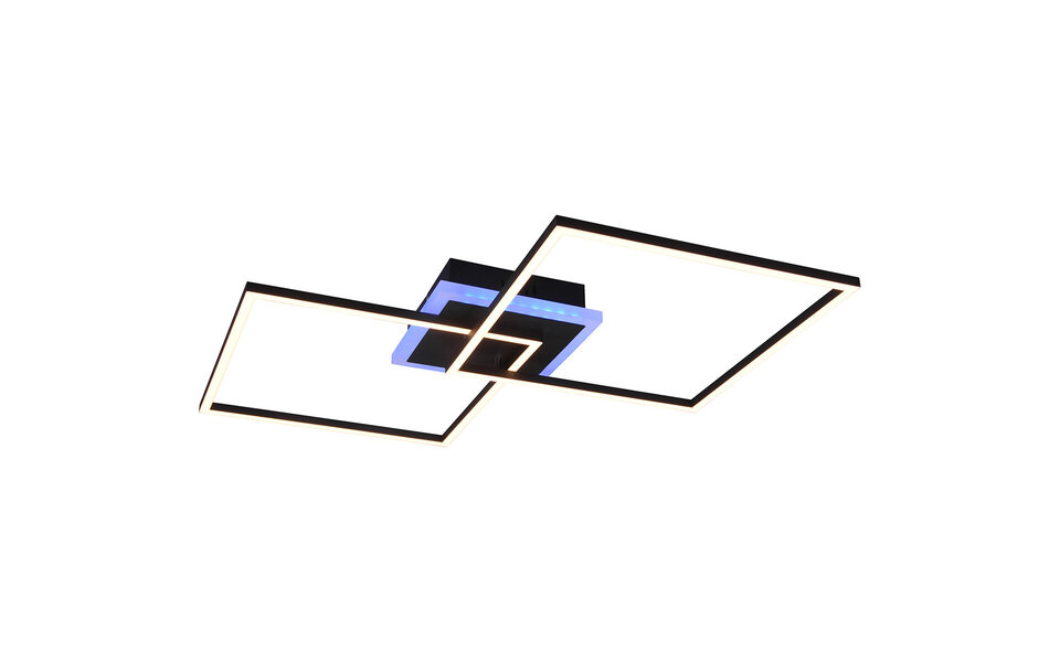 HLW LED LED Plafondlamp - Trion Aruba - 35.5W - RGBW - Dimbaar - Afstandsbediening - Vierkant - Mat Zwart - Aluminium