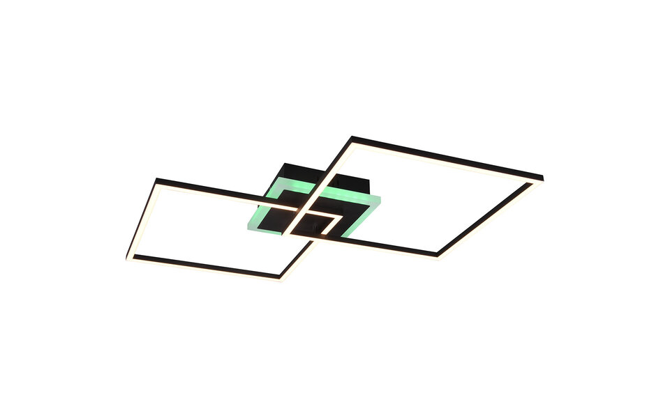 HLW LED LED Ceiling Light - Trion Aruba - 35.5W - RGBW - Dimmable - Remote Control - Square - Matte Black - Aluminum