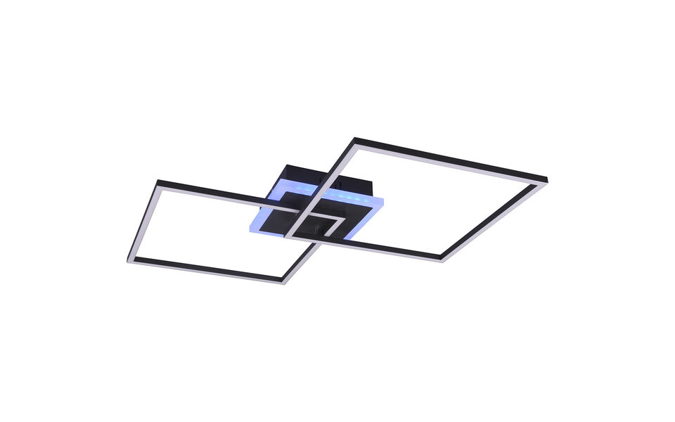 HLW LED LED Plafondlamp - Trion Aruba - 35.5W - RGBW - Dimbaar - Afstandsbediening - Vierkant - Mat Zwart - Aluminium