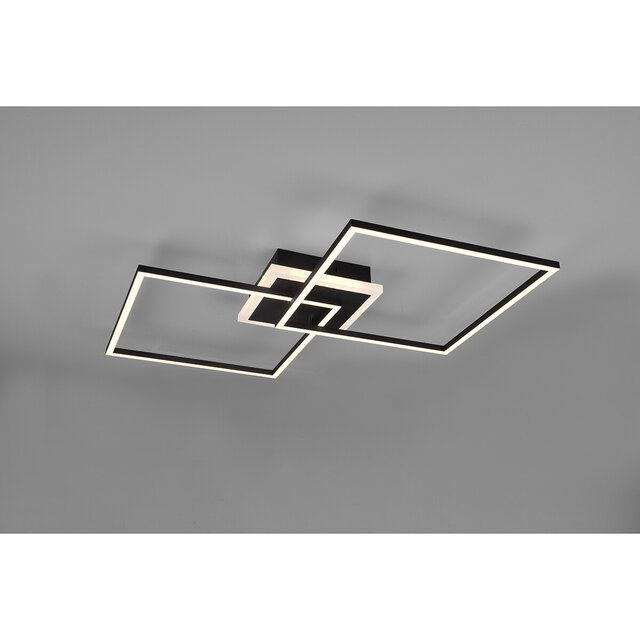 HLW LED LED Plafondlamp - Trion Aruba - 35.5W - RGBW - Dimbaar - Afstandsbediening - Vierkant - Mat Zwart - Aluminium