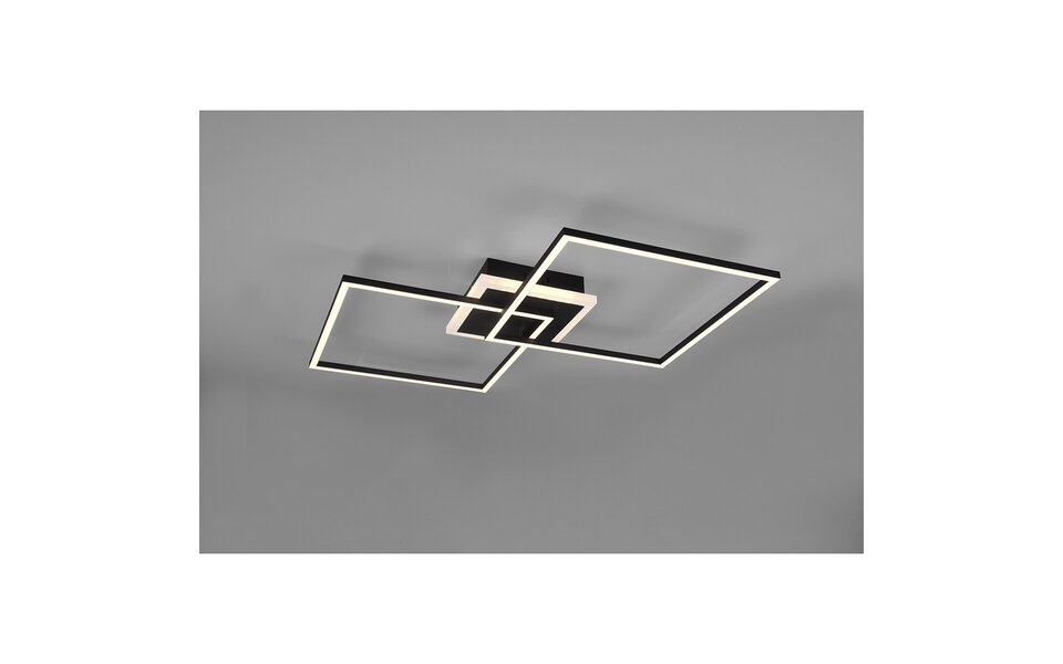 HLW LED LED Plafondlamp - Trion Aruba - 35.5W - RGBW - Dimbaar - Afstandsbediening - Vierkant - Mat Zwart - Aluminium