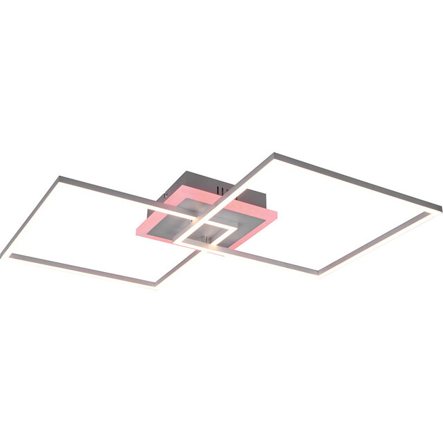 HLW LED LED Ceiling Light - Trion Aruba - 35.5W - RGBW - Dimmable - Remote Control - Square - Matte Titanium - Aluminum