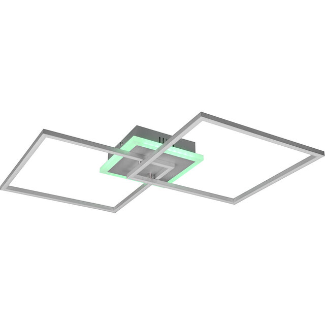 HLW LED LED Ceiling Light - Trion Aruba - 35.5W - RGBW - Dimmable - Remote Control - Square - Matte Titanium - Aluminum