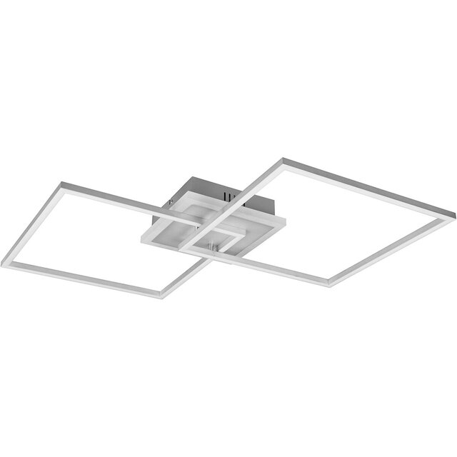 HLW LED LED Ceiling Light - Trion Aruba - 35.5W - RGBW - Dimmable - Remote Control - Square - Matte Titanium - Aluminum