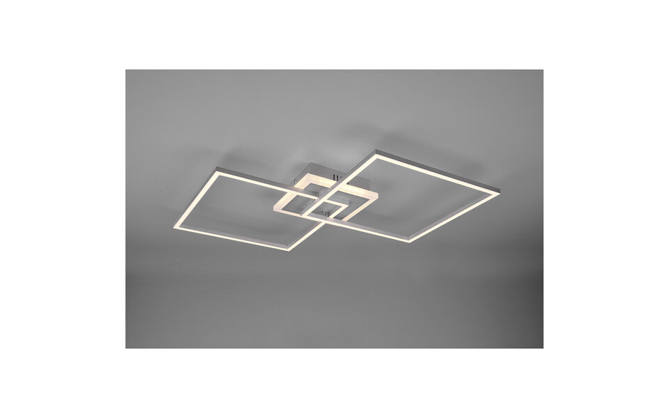 HLW LED LED Ceiling Light - Trion Aruba - 35.5W - RGBW - Dimmable - Remote Control - Square - Matte Titanium - Aluminum