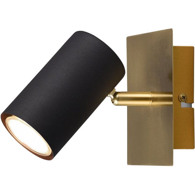 LED wandspot Trion Milona mat zwart/goud - GU10 Binnenverlichting