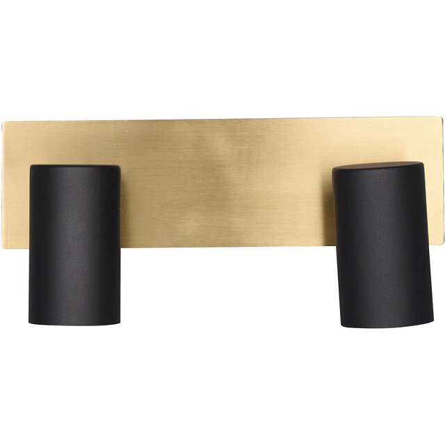 HLW LED LED Plafondspot - Trion Milona - GU10 Fitting - 2-lichts - Rond - Mat Zwart/Goud - Aluminium