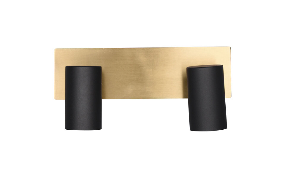 HLW LED LED Plafondspot - Trion Milona - GU10 Fitting - 2-lichts - Rond - Mat Zwart/Goud - Aluminium