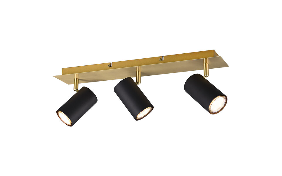 HLW LED LED Plafondspot - Trion Milona - GU10 Fitting - 3-lichts - Rond - Mat Zwart/Goud - Aluminium HLW LED LED Plafondspot - Trion Milona - GU10 Fitting - 3-lichts - Rond - Mat Zwart/Goud - Aluminium