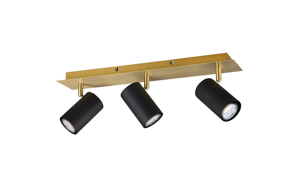 HLW LED LED Plafondspot - Trion Milona - GU10 Fitting - 3-lichts - Rond - Mat Zwart/Goud - Aluminium HLW LED LED Plafondspot - Trion Milona - GU10 Fitting - 3-lichts - Rond - Mat Zwart/Goud - Aluminium