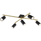 HLW LED LED Plafondspot - Trion Milona - GU10 Fitting - 5-lichts - Rond - Mat Zwart/Goud - Aluminium