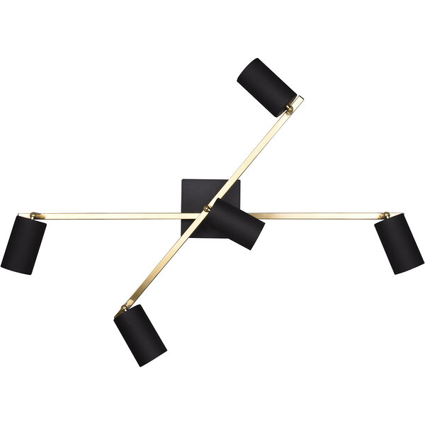 HLW LED LED Plafondspot - Trion Milona - GU10 Fitting - 5-lichts - Rond - Mat Zwart/Goud - Aluminium HLW LED LED Plafondspot - Trion Milona - GU10 Fitting - 5-lichts - Rond - Mat Zwart/Goud - Aluminium