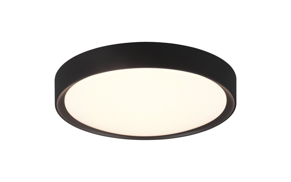HLW LED LED Plafondlamp - Badkamerlamp - Trion Clirno - 18W - Warm Wit 3000K - Spatwaterdicht IP44 - Opbouw Rond - Mat Zwart - Kunststof