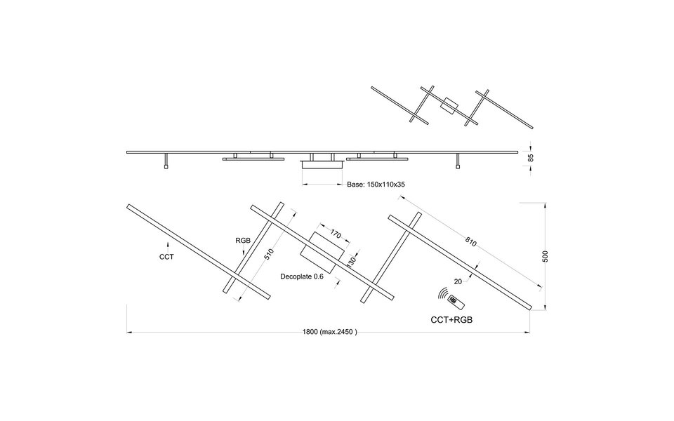 HLW LED LED Plafondlamp - Trion Ardino - 22W - Aanpasbare Kleur - RGBW - Dimbaar - Afstandsbediening - Rechthoek - Mat Zwart - Aluminium