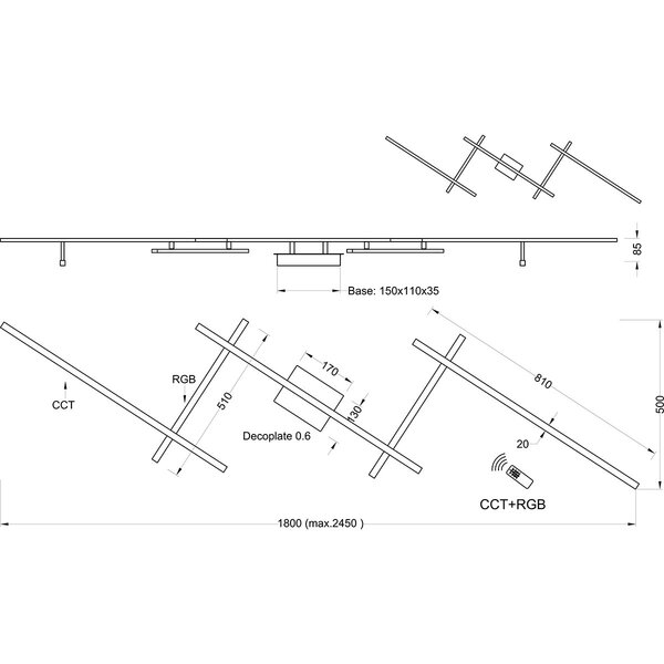 HLW LED LED Plafondlamp - Trion Ardino - 22W - Aanpasbare Kleur - RGBW - Dimbaar - Afstandsbediening - Rechthoek - Mat Zwart - Aluminium HLW LED LED Plafondlamp - Trion Ardino - 22W - Aanpasbare Kleur - RGBW - Dimbaar - Afstandsbediening - Rechthoek - Mat Zwart - Aluminium