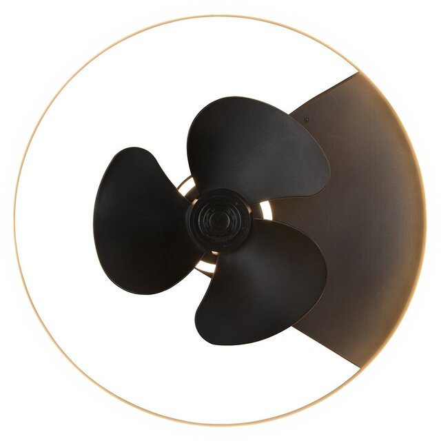 HLW LED LED Ceiling Light with Fan - Ceiling Fan - Trion Borkino - 30W - Adjustable Color - Remote Control - Dimmable - Round - Matte Black - Aluminum