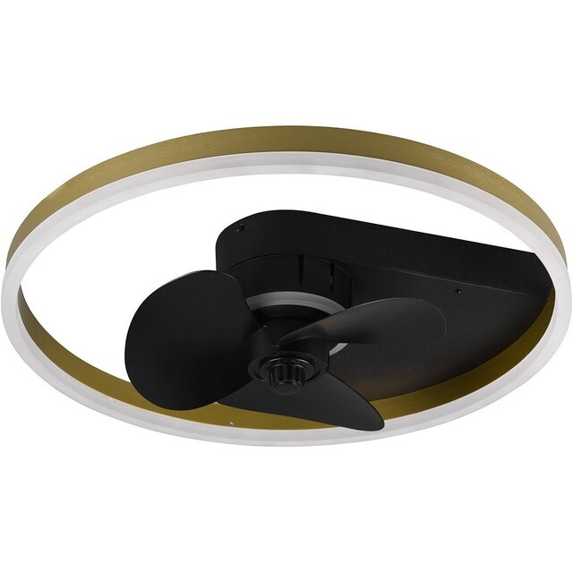 HLW LED LED Ceiling Light with Fan - Ceiling Fan - Trion Borkino - 30W - Adjustable Color - Remote Control - Dimmable - Round - Matte Black - Aluminum